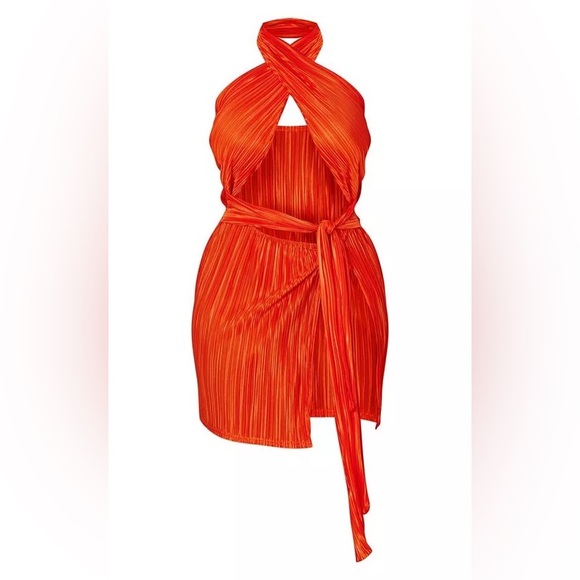 BRAND NEW PRETTY LITTLE THING SEXY ORANGE DRESS - Picture 1 of 5